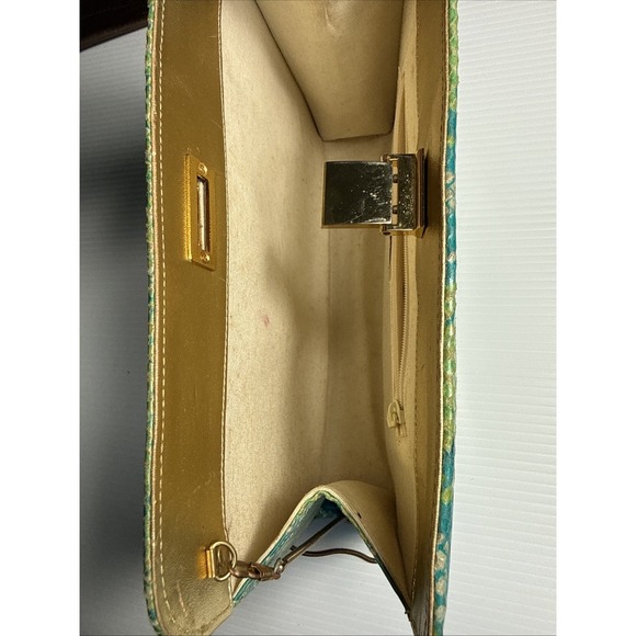 Timothy Hitsman Imatation‎ Snakeskin Handbag W Chain Spain Blue Green - Picture 9 of 11